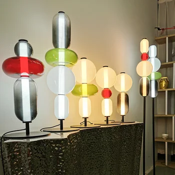 Dizaineris Post-Modernus Spalvinga Stiklo Stalo Lempa Kambarį Led Stalas Žibintai Namų Dekoro Miegamojo, Naktiniai staleliai, Lempa, Valgomasis, Baras