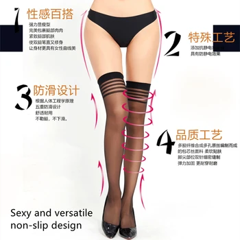 Ilgas vamzdis kojinės plonos anti-kablio vielos seksualus petnešos four-bar juostele vasaros formuojant juodos kojinės