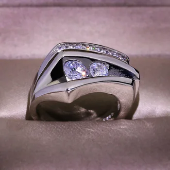 Europoje ir Amerikoje Geometrinis 925 Sterlingas Sidabro Apakinti Cirkonis Sužadėtuvių Žiedai Moterims Nereguliarus Prabangių Vestuvių Žiedas