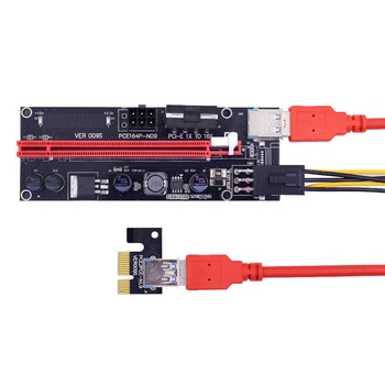 BTC Bitcoin Mining Adapterio plokštę Ver009S 1X iki 16X PCI-e Riser Card PCI Express Card PCIE su 60cm USB 3.0 Duomenų Kabelis