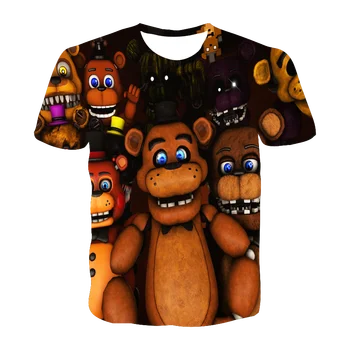 Vasaros marškinėliai Įdomus Freddy Penkių Naktų 3D Trumpas Rankovės Patogus Gatvės Harajuku Įgulos Kaklo marškinėliai