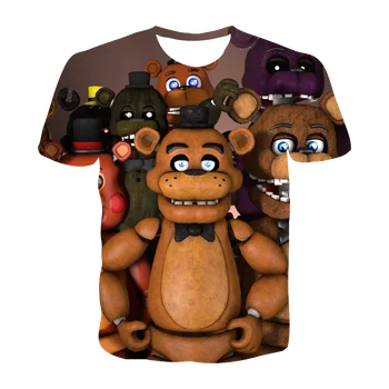 Vasaros marškinėliai Įdomus Freddy Penkių Naktų 3D Trumpas Rankovės Patogus Gatvės Harajuku Įgulos Kaklo marškinėliai