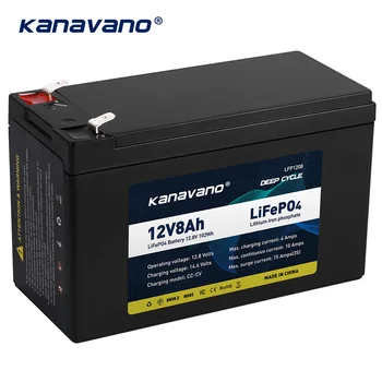 Kanavano 12v 8Ah 12Ah Lifepo4 Baterija skirta Vežimėlius, Kameras Automobiliams, Vaikų elektromobilių +2A Įkroviklis