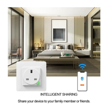 Tuya WiFi Smart Lizdo UK Kištukas 220V Elektros Lizdai 16A Smart Home Smartlife Alexa 