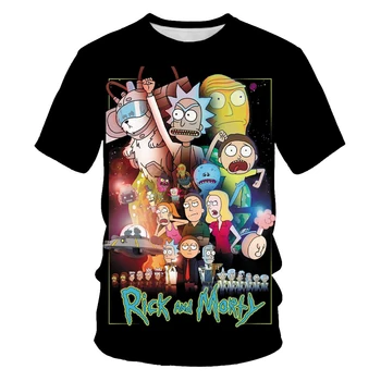 Rick T-shirt Vasarą Cartoon Marškinėliai, vyriški marškinėliai trumpomis Rankovėmis Morty T-shirt O Kaklo Grafinis T-shirt Super Populiarus Streetwear
