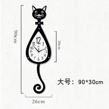 Katė sieninis laikrodis, medinės kūrybos laikrodis kambarį paprastas laikrodis animacinių filmų namų puošybai kvarcinis laikrodis