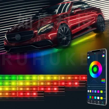 Led Šviesos Atmosfera Automobilių Koja, Aplinkos Šviesos su USB Žiebtuvėlis Apšvietimas Muzikos Valdymo App RGB Auto Interjero Dekoratyvinis