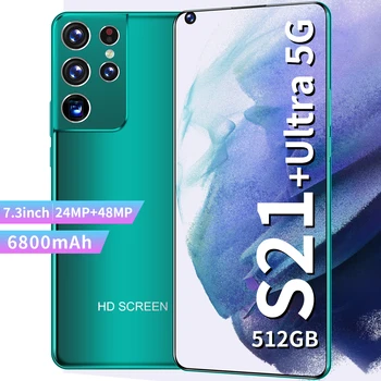 Didelis Ekranas S21 Ultra 12 GB+512 GB 24MP+48MP 7.3 colių 6800mAh Baterija Telefonai su Android 10.0 5G 10 Pagrindinių Telefono