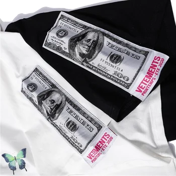 Šviesą atspindinčios Vetements T-shirt Vyrai Moterys Dolerio Banknotų Vetements Marškinėliai Aukštos Kokybės Žymeklį Viduje