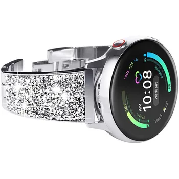 20mm 22mm Moterų Diamond Riešo Dirželis Samsung Galaxy 42/46mm Aktyvios 2 Žiūrėti Juostos Galaxy Watch3 41/45mm Pavarų Watchband