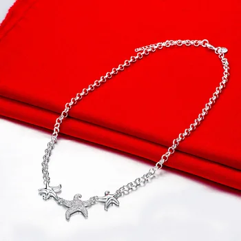 Karšto sidabro spalvų papuošalai fishstar star populiarus Moterų lady mielas Pakabukai grandinės karoliai mados Kalėdų Dovana 925JN910