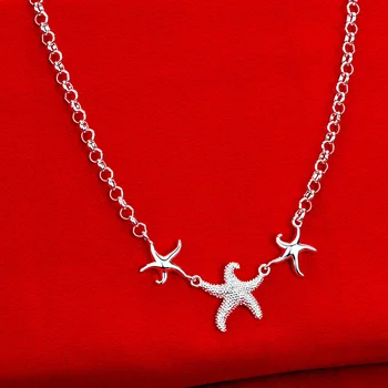 Karšto sidabro spalvų papuošalai fishstar star populiarus Moterų lady mielas Pakabukai grandinės karoliai mados Kalėdų Dovana 925JN910