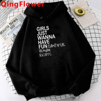 Feminizmo Feminizmas Mergina Galia Grl Pwr hoodies moterų Korėja grafinis moteriškos palaidinės streetwear