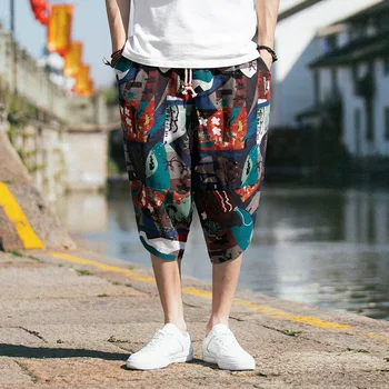 Japonų Stiliaus Kelnės 2021 Naujienos Azijos Drabužių Japonijos Kimono Derliaus Blauzdos Ilgis Vyrų Hip-Hop Plius Dydis Streetwear Kelnės
