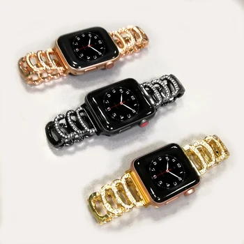 Prabangus Diamond diržu, Apple watch juosta 40mm 38mm 6/5/4/3/2/1 už iwatch juosta 40 mm 38 mm 42mm 44mm nerūdijančio plieno apyrankė