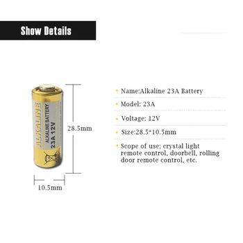10VNT Dry Šarminė Baterija 23A 12V A23 Už durų skambutį Automobilių signalizacijos Nuotolinio valdymo 21/23 23GA A23 A-23 GP23A RV08 LRV08 E23A V23GA