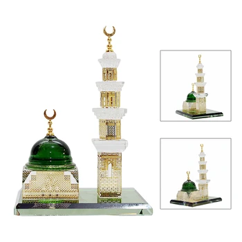 Musulmonų Kristalų Paauksuotas Kaaba Laikrodžio Bokštas, Miniatiūrinių Modelis Showpiece Islamo Architektūros Amatų Kolekcijos Namų Dekoro Transporto Priemonės