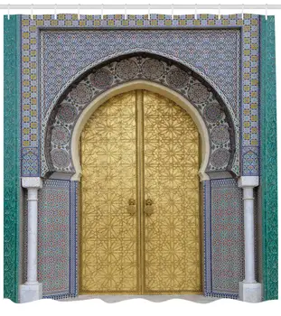 Maroko Dušo Užuolaidos Senovinių Durų Marokas Geltona Rutulio Formos Rankena Dekoratyvinių Raižyti Sudėtingas Vonios Užuolaidoms, Dekoro Rinkinys