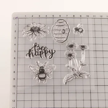 Bičių Gėlių Medus Modelis Aišku, TPR Antspaudų 10.5*10.5 cm Daugiafunkcį Skaidrus Antspaudą Scrapbooking Nuotraukų Albumą 