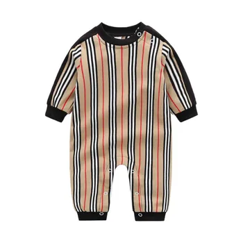 Naujas pavasarį, rudenį, vaikams, drabužiai Unisex medvilnės trikotažo kietas dryžuotas ilgomis rankovėmis Naujagimis kūdikis kūdikis, berniukas, mergaitė romper 0-24 mėnesiai