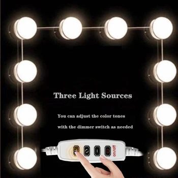 3 Spalvų Led Makiažo Veidrodėliai Šviesos diodų (LED) Prabangi Apšvietimo Holivudo Šviesos 4 6 10 Lemputė Tolygus Pritemdomi Sienos Lempa, tualetinis stalelis