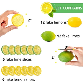 Pranešk apie netikrą citrinos žaliosios Citrinos Griežinėliais ir Nustatyti - Pakuotėje yra 36 Dekoratyvinis Dirbtiniais Citrusinių Vaisių - Dirbtinis, Papuošalai, Namų Virtuvė
