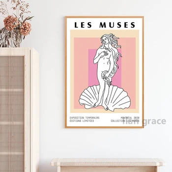 Graikų statula meno spausdinimo spalva blokuoti Matisse abstraktaus meno kūrinį drobės tapybos Les Mūzos graikų deivė iki amžiaus vidurio modernus plakatas