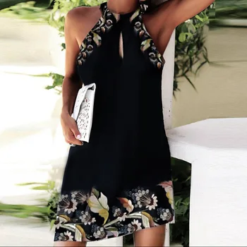 Vasaros Seksualus Tuščiaviduriai Iš Apynasrio Paplūdimio Mini Suknelė Elegantiškas Naujas Berankovis Gėlių Spausdinti Suknelės Moterims Off Peties-Line Šalis Suknelė
