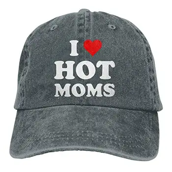 Aš Myliu Karšto Mama, Beisbolo kepuraitę Unisex Derliaus Sunkvežimio vairuotojas Hat Reguliuojamas Kaubojaus Skrybėlės Vyrai Moterų