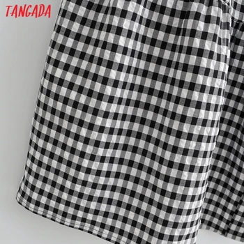 Tangada 2021 m. Vasarą Moterys Pledas Spausdinti prancūzų Stiliaus Suknelė, Trumpas Sluoksniuotos Rankovėmis Ponios Mini Suknelė Vestidos YI29