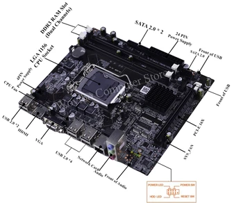 Micro ATX pagrindinė Plokštė H55 Socket LGA 1156 VGA DDR3 Dual Kanalų Intel LGA1156Core I3 I5 I7 Xeon 3470 PROCESORIAUS Plokštės