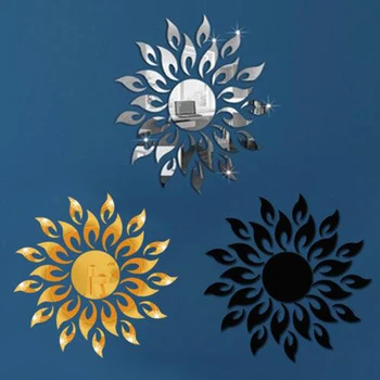 3D Veidrodėliai Saulės Gėlių Meno Nuimamas Siena Lipdukas Akrilo Sienų Lipdukas Namų Kambario Dekoro Karšto