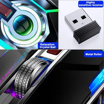 2021 bevielė Pelė Įkraunama 2.4 G Silent Gaming Pelės 1600 DPI 7 Mygtukai, LED Backlight, USB Optinė Pelė KOMPIUTERIUI Laptopo
