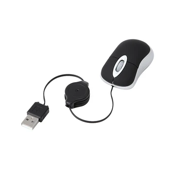 Mini USB Laidinė Pelė Ištraukiamas Laidas Maža Mažos Pelės 1600 DPI Optinis Kompaktiškas Kelionės Pelėms Windows 98, 2000, XP, Vista Ve