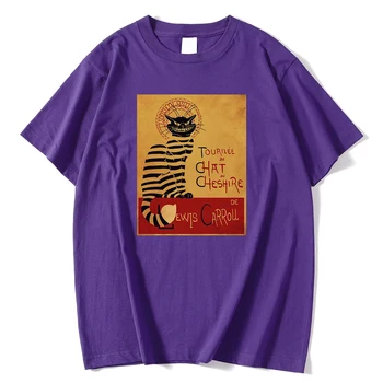 Minkštas laisvi Vyrai Tees marškinėliai mados laisvus drabužius, Chat du Chesire baisu katė spausdinti Marškinėliai trumpas rankovėmis derliaus Mens Tees marškinėliai