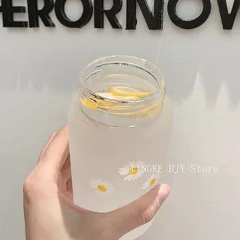TINGKE 500ml Daisy ins matinis plastikinis Vandens puodelį korėjos versija Paprastumo Lady studentų Nešiojamų Virvę Vandens butelis