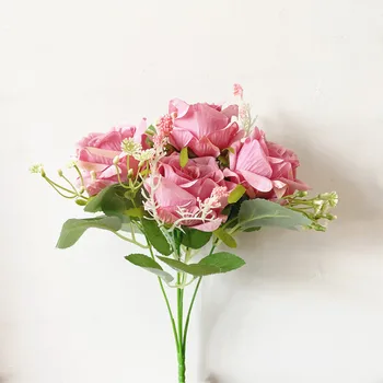 5 vadovai Rose Dirbtinio Šilko Gėlių Vestuvių Vertus Puokštė Netikrą Gėlių Namų Puošybai Gėlių