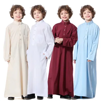 Musulmonų mados vaiko drabužius saudo arabijos islamo drabužių pradinės mokyklos studentų Berniukui ilgomis rankovėmis chalatas, abaja dubajus 2020 m.