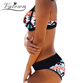 Plus Size 8XL Bikini Moterims maudymosi Kostiumėliai Gėlių Spausdinti Seksualus Bikini Biquini Plaukti Kostiumas Push Up maudymosi kostiumėlį Moterų Paplūdimio Baseinas