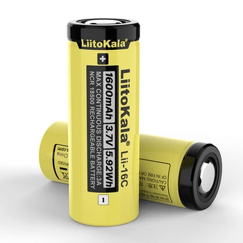 LiitoKala Lii-16C 18500 1600mAh), 3,7 V Įkrovimo baterija (akumuliatorius Recarregavel ličio jonų baterija LED žibintuvėlis