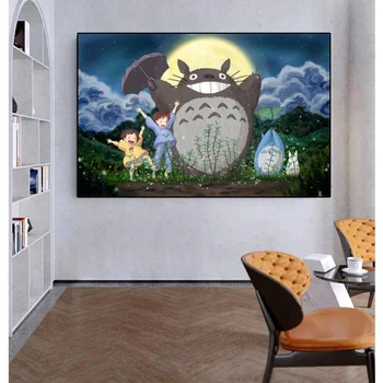 Japonų Anime Totoro Hayao Miyazaki Animacinį Filmą Plakatas ir Spausdina Drobės Tapybos Meno Apdaila ant Sienos Dovana Jums