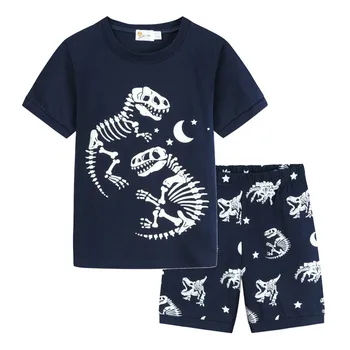 Vaikų Berniukų, Mergaičių drabužių rinkiniai Animacinių filmų Dinosuar Spausdinti marškinėliai Šortai Pižama Sleepwear Komplektus pajama komplektai Vaikams, Kūdikių Pižama