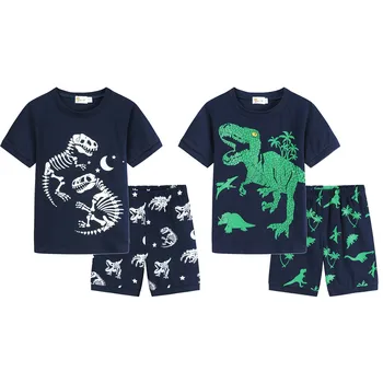 Vaikų Berniukų, Mergaičių drabužių rinkiniai Animacinių filmų Dinosuar Spausdinti marškinėliai Šortai Pižama Sleepwear Komplektus pajama komplektai Vaikams, Kūdikių Pižama