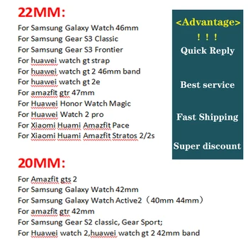20mm 22mm žiūrėti dirželis Samsung Galaxy žiūrėti 3 46mm 42mm Active2 Active1 Pavarų S3 pasienio Sporto nailono nato dirželis
