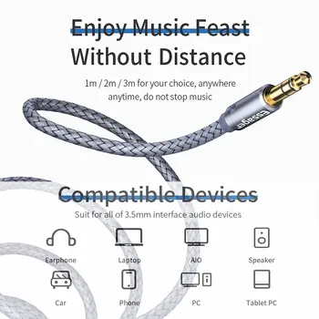 Essager Jack 3.5 mm Audio Kabelis-prailgintojas už Xiaomi Redmi Samsung 3,5 mm Lizdas Aux Kabeliai, Ausinės, Ausinių ilgintuvas