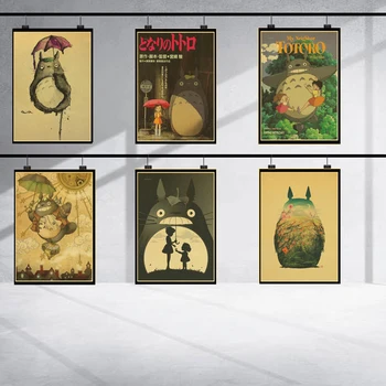 Mano Kaimynas Totoro Hayao Miyazaki Anime Filmą Sienos Menas Drobė Plakatas Filmą, Drobė, Tapyba Nuotraukos Kambarį Namų Dekoro