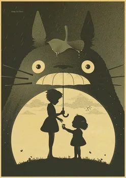 Mano Kaimynas Totoro Hayao Miyazaki Anime Filmą Sienos Menas Drobė Plakatas Filmą, Drobė, Tapyba Nuotraukos Kambarį Namų Dekoro