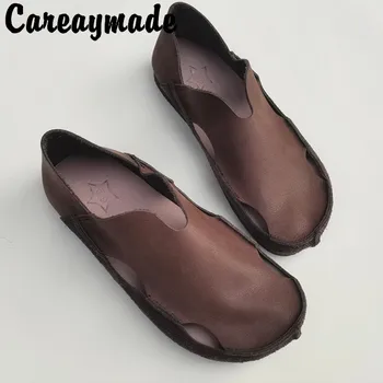 Careaymade-Vasaros natūralios odos retro vyriški batai tuščiaviduriai ir kvėpuojantis minkštas jautis sausgyslės vienintelis originalus atsitiktinis vieno batai
