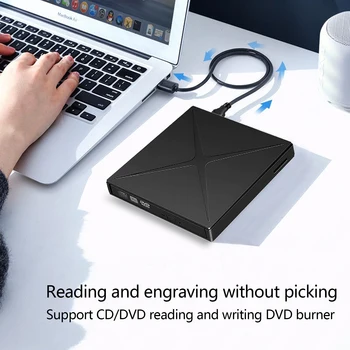 Išorinis DVD Diske USB 3.0/Tipas-C Optinis įrenginys nešiojamas DVD RW CD burner Parama SD kortelių Skaitytuvą, skirtą 