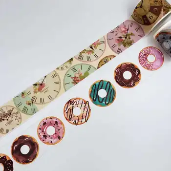 Gražus 35mm*5m ir 38mm*5m aukštos kokybės washi popieriaus juosta/Gražus gėlių laikrodis ir spurgos kvapų japonija washi tape